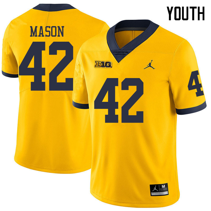 Jordan Brand Youth #42 Ben Mason Michigan Wolverines College Football Jerseys Sale-Yellow